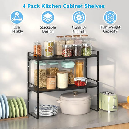 15.5 to 25.5 Inch Kitchen Cabinet Shelf Organizers, Adjustable Kitchen Counter - Image 3