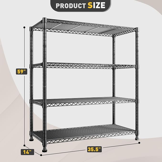 REIBII Wire Shelving Unit Storage Shelves Metal Shelves Heavy Duty Shelving - Image 3