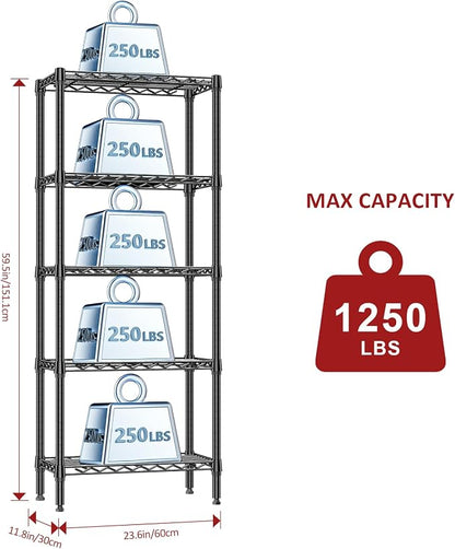 IZEUK 5 Tier Steel Storage Shelves, Heavy Duty Metal Shelf Wire Shelving Rack - Image 3