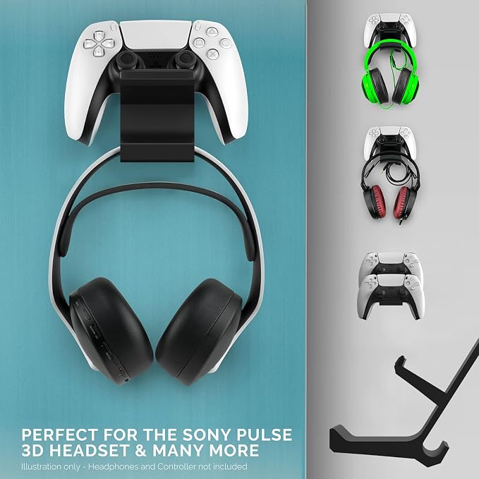 Linkidea Gaming Headset & Controller Holder, Dual Gamepad Controller & - Image 3