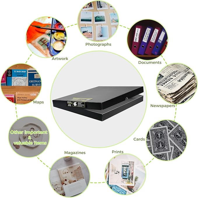 Lineco 16x20 Black Clamshell Archival Folio Storage Box, 1.75" Deep | Acid-Free - Image 6