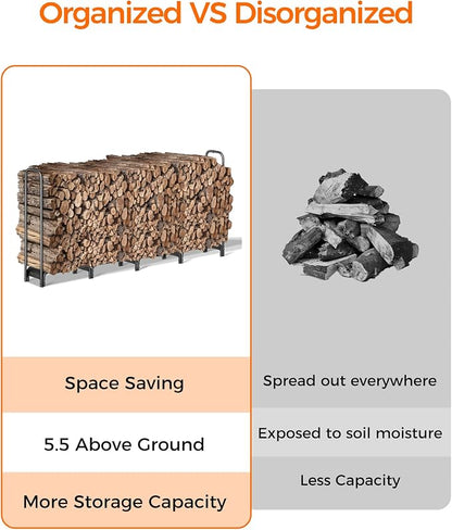 Firewood Rack, 8ft Heavy Duty Fire Wood Storage Racks - Image 5