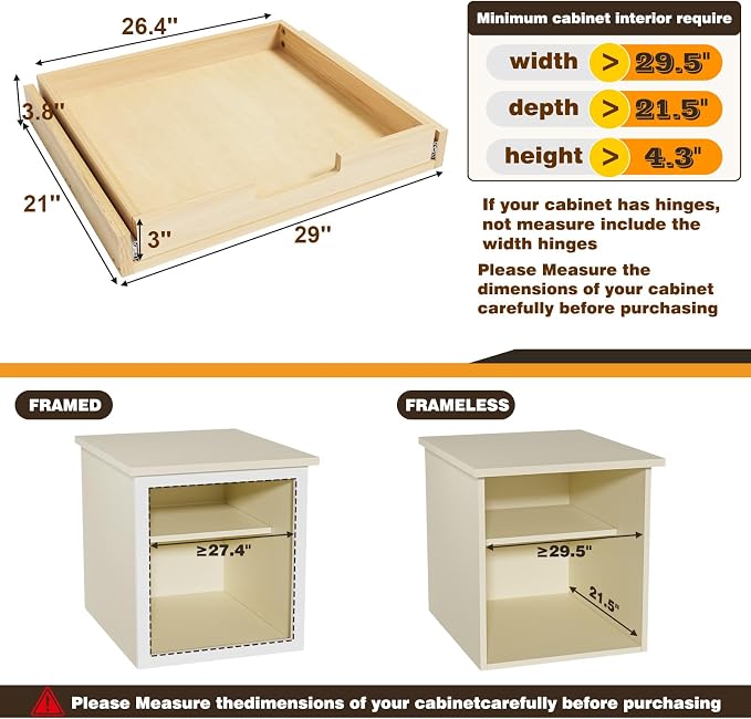 Pull Out Cabinet Organizer, Soft Close Slide Out Wooden Pull out Drawers - Image 3