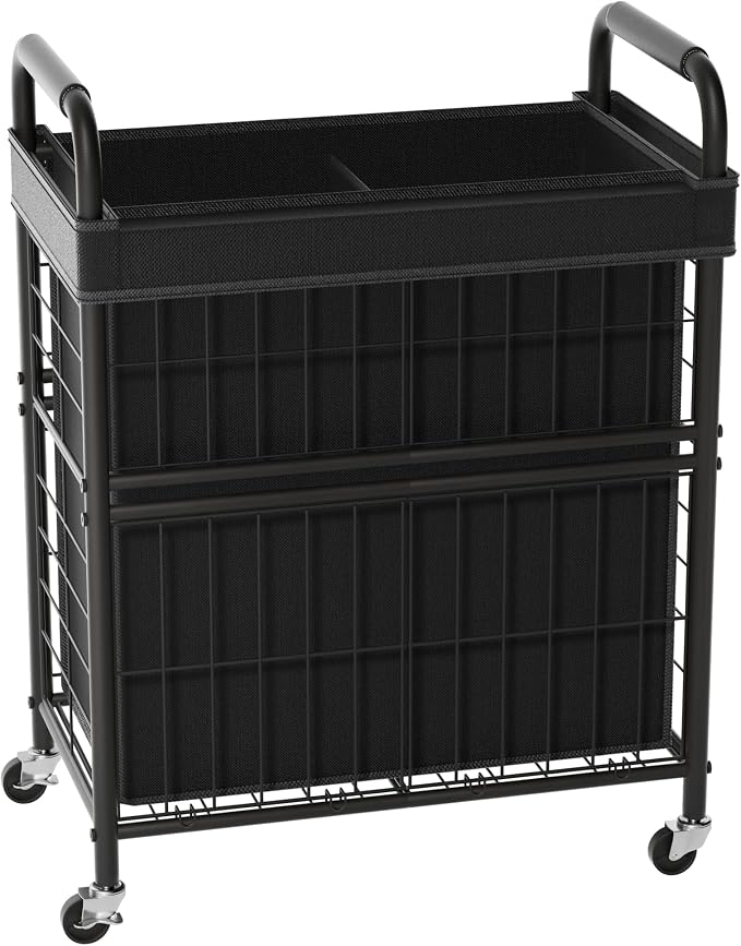 Laundry Hamper 2 Section, 110L Rolling Laundry Sorter Basket by Ollieroo