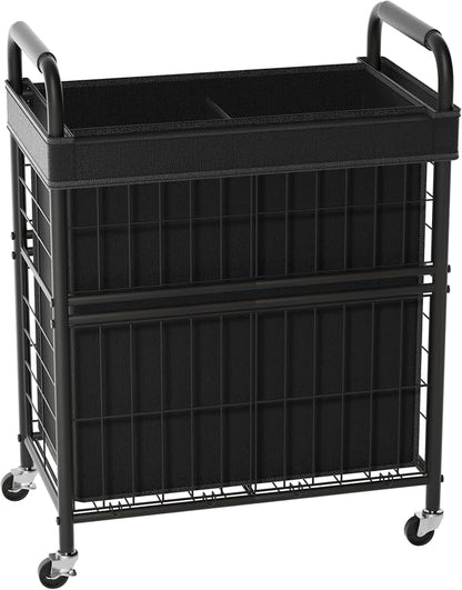 Laundry Hamper 2 Section, 110L Rolling Laundry Sorter Basket by Ollieroo