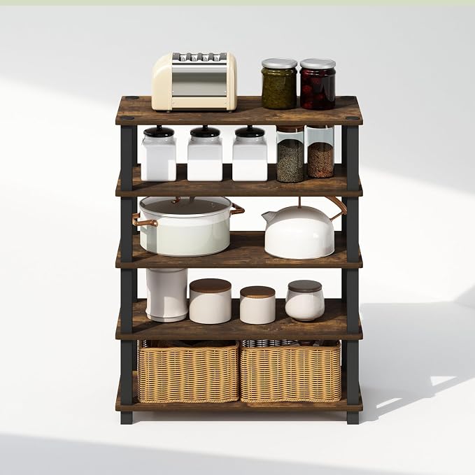 Furinno Turn-S-Tube Storage Shelves Set of 2, 3-Tier Stackable Standing Shelf - Image 6