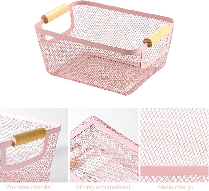 AJIODA Metal Mesh Steel Basket, Small Wire Storage Organizer Baskets - Image 3