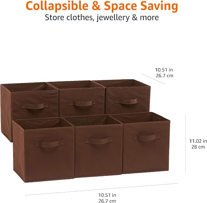 Amazon Basics Cube Organizer Storage Bins Handles, Collapsible Fabric, - Image 5