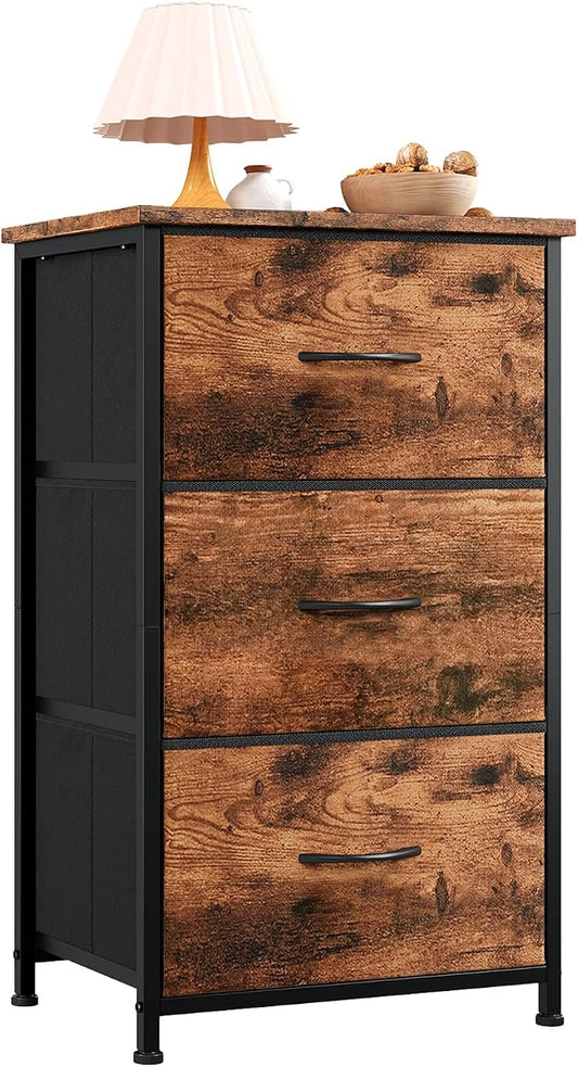 Somdot Small Dresser for Bedroom, 3 Drawer Storage Cabinet, Steel Frame and Mdf by Somdot