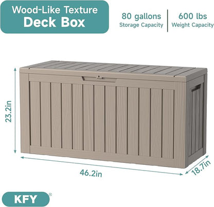 80 Gallon Waterproof Resin Deck Box, UV Resistant Outdoor Storage - Image 2