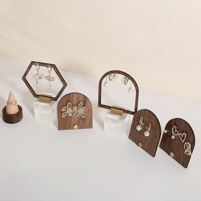 GemeShou 3pcs wooden jewelry earring organizer holder, walnut earring studs - Image 4
