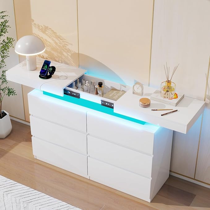 Vipbear White Dresser 6 Drawer for Bedroom by VipbearLiving
