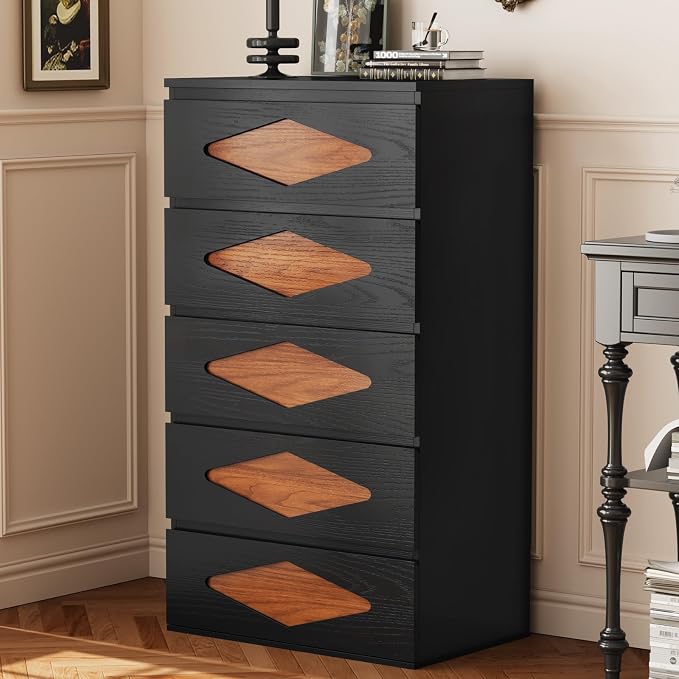 Tall Dresser for Bedroom, 5 Chest of Wooden Drawers, Vintage Dresser, Closet by UPOSOJAWishesYouaNiceDay