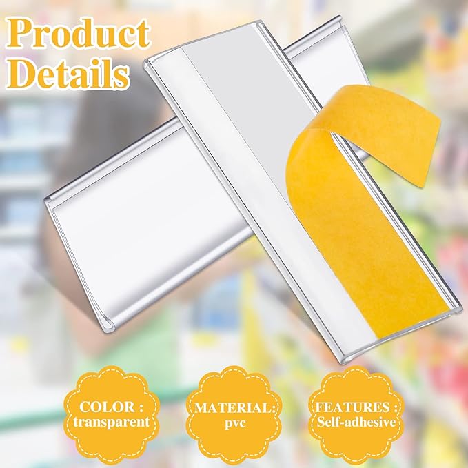 120 Set Shelf Labels, 3 x 1in Adhesive Label Holders - Image 4