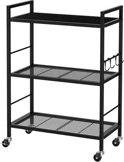 3-Tier Metal Storage Rack with Industrial Wheels, Mesh Shelving Unit with by Unknown