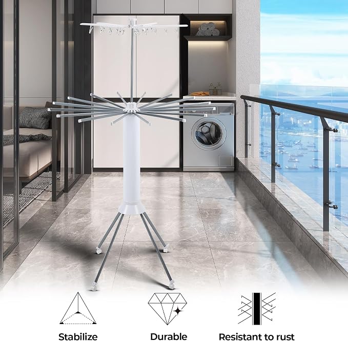 Dollate 4-Legged Clothes Drying Rack Foldable, Octopus-Shaped Portable Laundry - Image 3