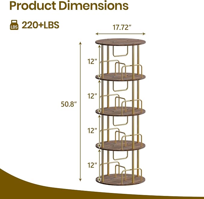 360° Rotating Bookshelf, Revolving Bookcase - Image 2