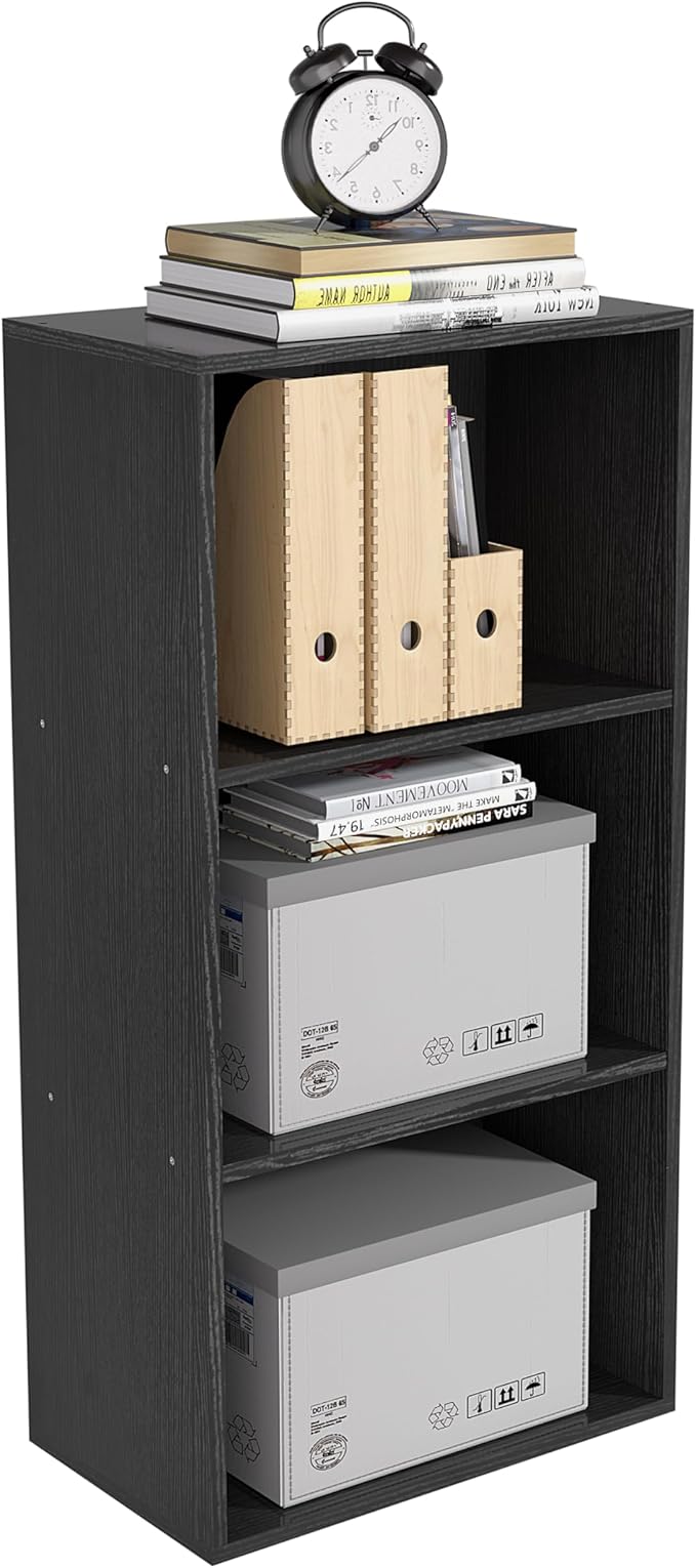 Wooden 3 Cube Storage Organizer, 3 Tier Low Bookcase Freestanding Storage by NewBeth