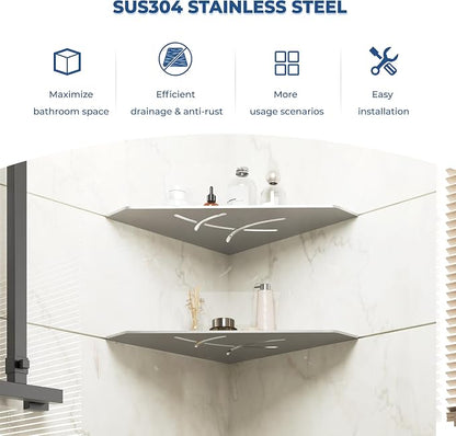FerdY 2-Pack 10" Brushed Nickel Recessed Corner Shower Shelf, - Image 2