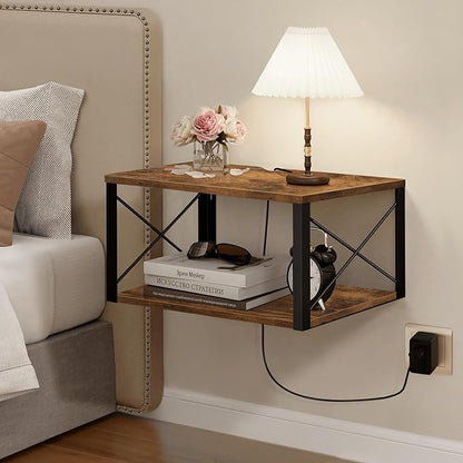 Homode Floating Nightstand, Wood Floating Bedside Table by Homode