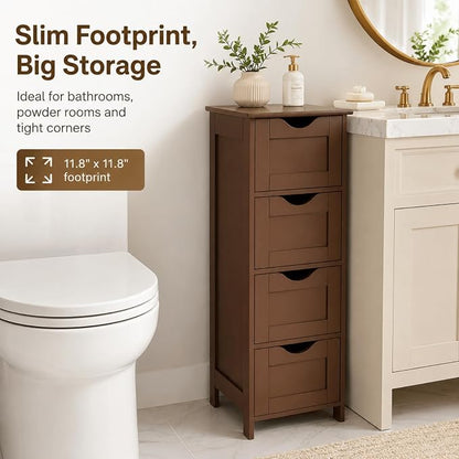 VINGLI 4-Drawer Bathroom Storage Cabinet, Slim Freestanding Floor Cabinet - Image 5