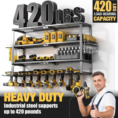 YYR Large Power Tool Organizer Wall Mount, Heavy Duty Metal Cordless Drill - Image 5