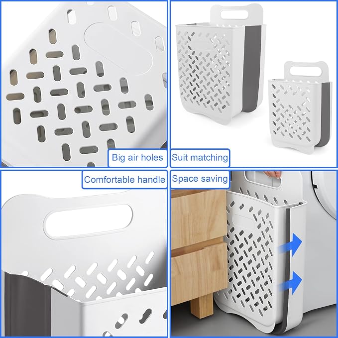 Laundry Basket Hamper, Hanging Wall Collapsible Laundry - Image 4