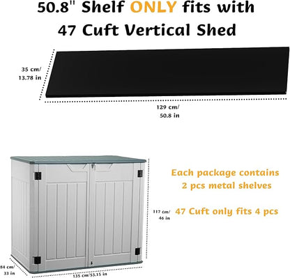 EHHLY 47 Cuft Outdoor Storage Shed Shelf, Outdoor Storage Cabinet Metal Shelves - Image 3