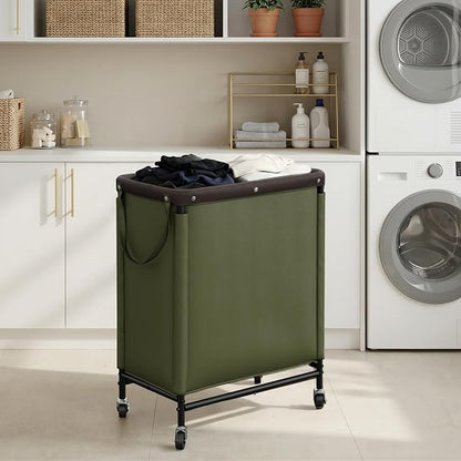 StorageWorks Laundry Hamper 2 Section, 100L Rolling Laundry Sorter Cart - Image 6