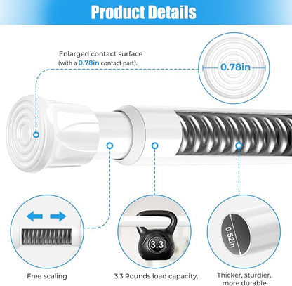 Spring Tension Curtain Rods 28-48 Inch White 2 Pack | No-drill & tool-free - Image 3