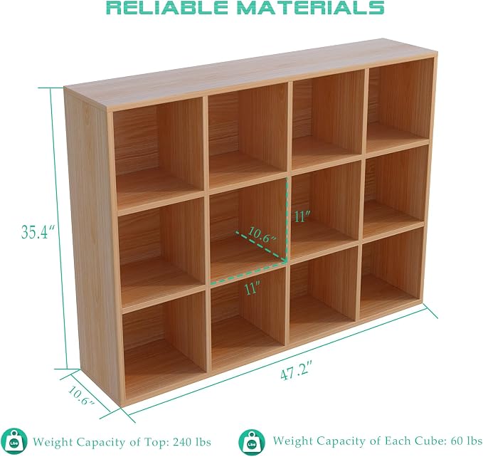 12-Cube Storage Shelf Bookcase - Image 3