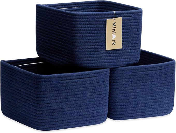 Small Organizing Baskets for Cubes Shelf, 9.7x9.7x7.1 Inch Rope Woven Storage by MiniArkStorageBasketsHome