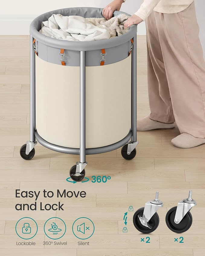 SONGMICS Laundry Basket, Rolling Steel Frame - Image 6