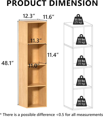 4 Cube Storage Organizer, 4 Tier Cube Bookcase Freestanding Storage Display - Image 3