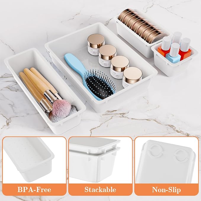 25 PCS Plastic Drawer Organizer Set, 4-Size Versatile Organizer Trays & storage - Image 3