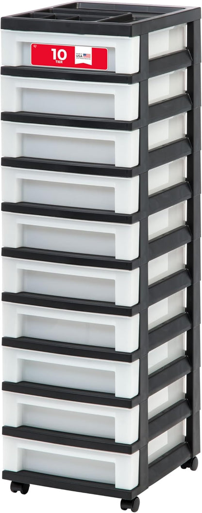 IRIS USA 10-Drawer Rolling Storage Cart, office essentials, classroom items by IRISUSA