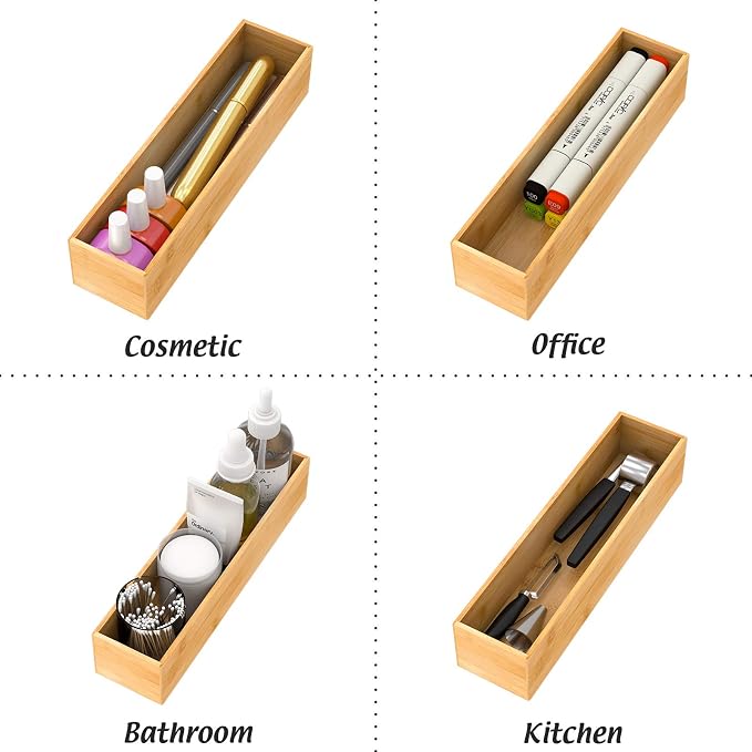 Bamboo Kitchen Drawer Organizer, Wooden Storage Box - Image 6
