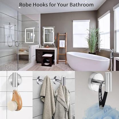 Kruodop Towel Hooks for Bathroom, 2 Packs Wall Mount Towel Holder, Matte Wall - Image 6