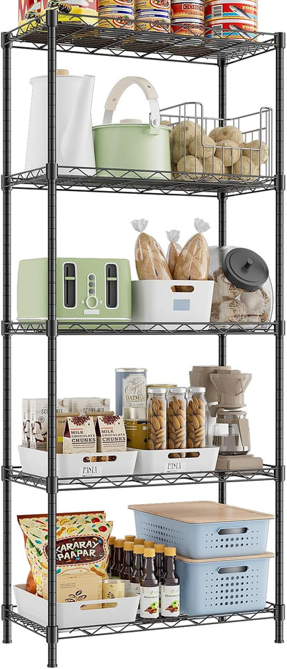 Storage Shelves, 21.3" W x 11.8" D x 58.5" H Kitchen Wire Shelving Unit Loads by ROOMTEC