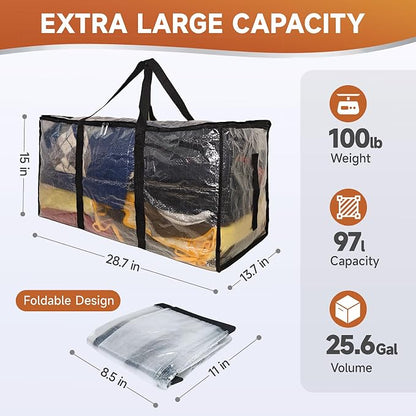 CONGREGATE 8 Pack Heavy Duty Semi-Transparent Extra Large Moving Bags, - Image 5
