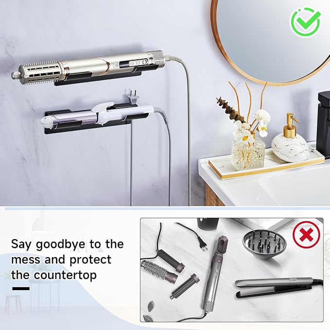 2 PCS Wall Mount Curling Iron Holder and Hair Tool Organizer - Image 9