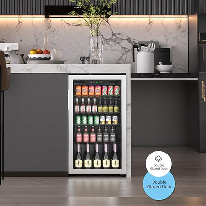 126 Can Freestanding Beverage Refrigerator, 3.2 Cu. Ft Drink Fridge - Image 7