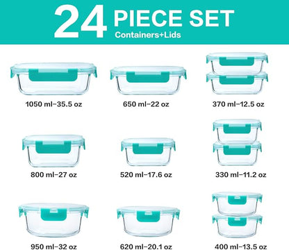 24-Piece Glass Food Storage Containers - Image 2