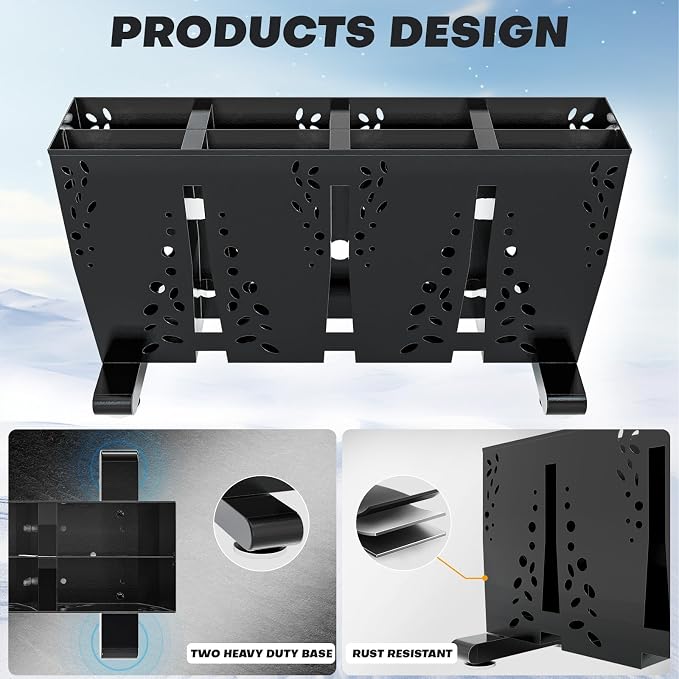 Ski Storage Rack for Garage, 4 Pair Heavy Duty Steel Freestanding Ski Storage - Image 4