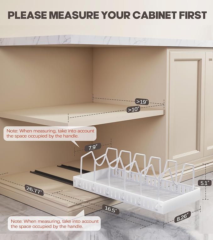 Pull Out Pots and Pans Organizer Under Cabinet, Sliding Lid Holder and Pan Rack - Image 2
