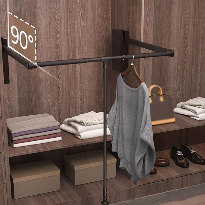 Pull Down Closet Rod for Hanging Clothes, Retractable Wardrobe Hanger for - Image 3