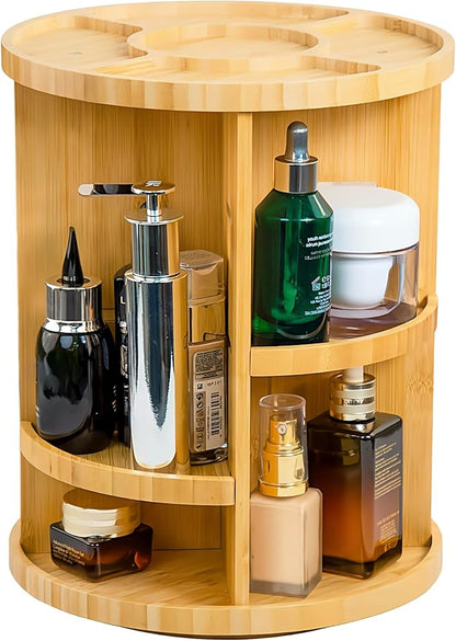 VVW Rotating Bamboo Makeup Organizer, 360 Degree Spinning Adjustable Bamboo by vvw