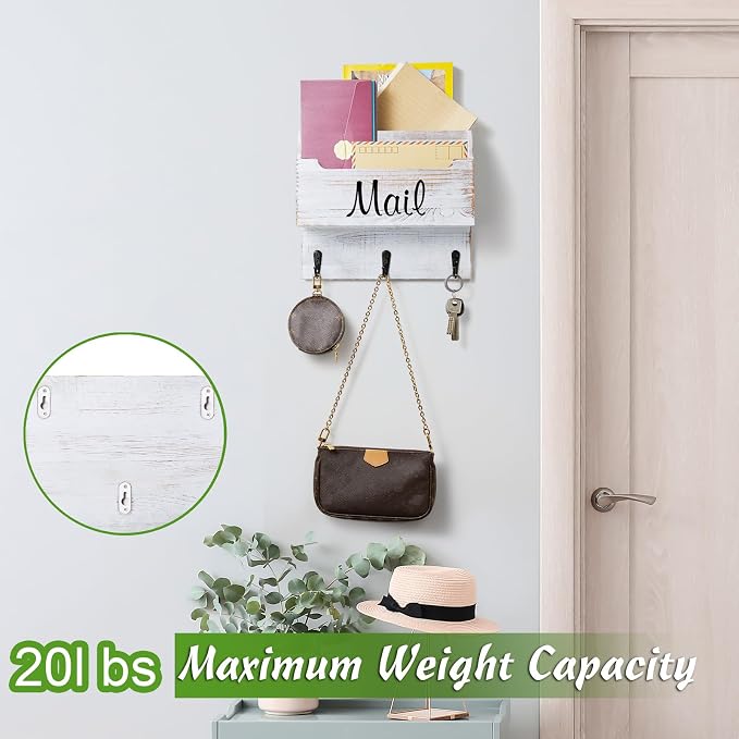 DRASTAR Mail Organizer Wall Mounted, Wooden Mail & Key Holder - Image 5