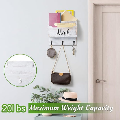 DRASTAR Mail Organizer Wall Mounted, Wooden Mail & Key Holder - Image 5