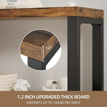 4-Tier 39.37" Wide Heavy Duty Bookshelf, Industrial Wood and Metal Bookshelf - Image 3